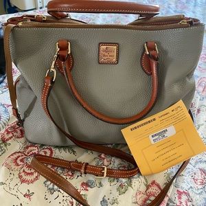 Dooney Bourke Willa Zip Satchel Pebbled leather Smoke Grey